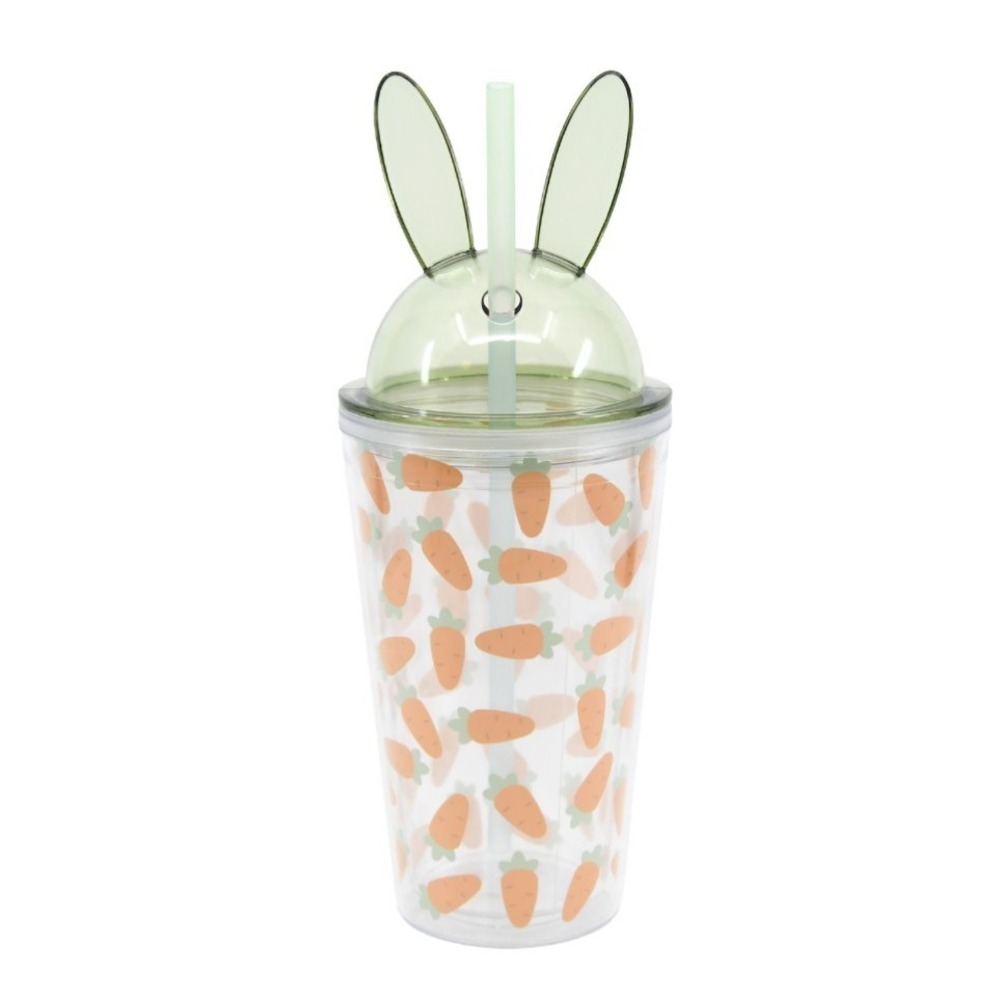 Bunny easter tumbler with top and straw green 17 oz